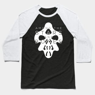 Among the Stars and Bones White Transparent Logo Baseball T-Shirt